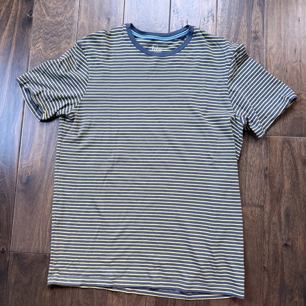 Boden T-Shirt Mens Size M Grey Yellow Excellent Striped Cotton Crew Neck ML286
